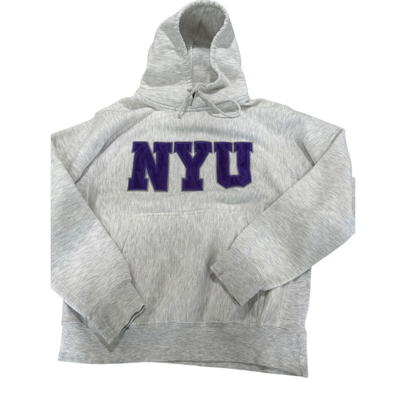 MV Sport NYU Hoodie Pullover Sweatshirt College Apparel Heather Gray‎ S - Picture 1 of 6